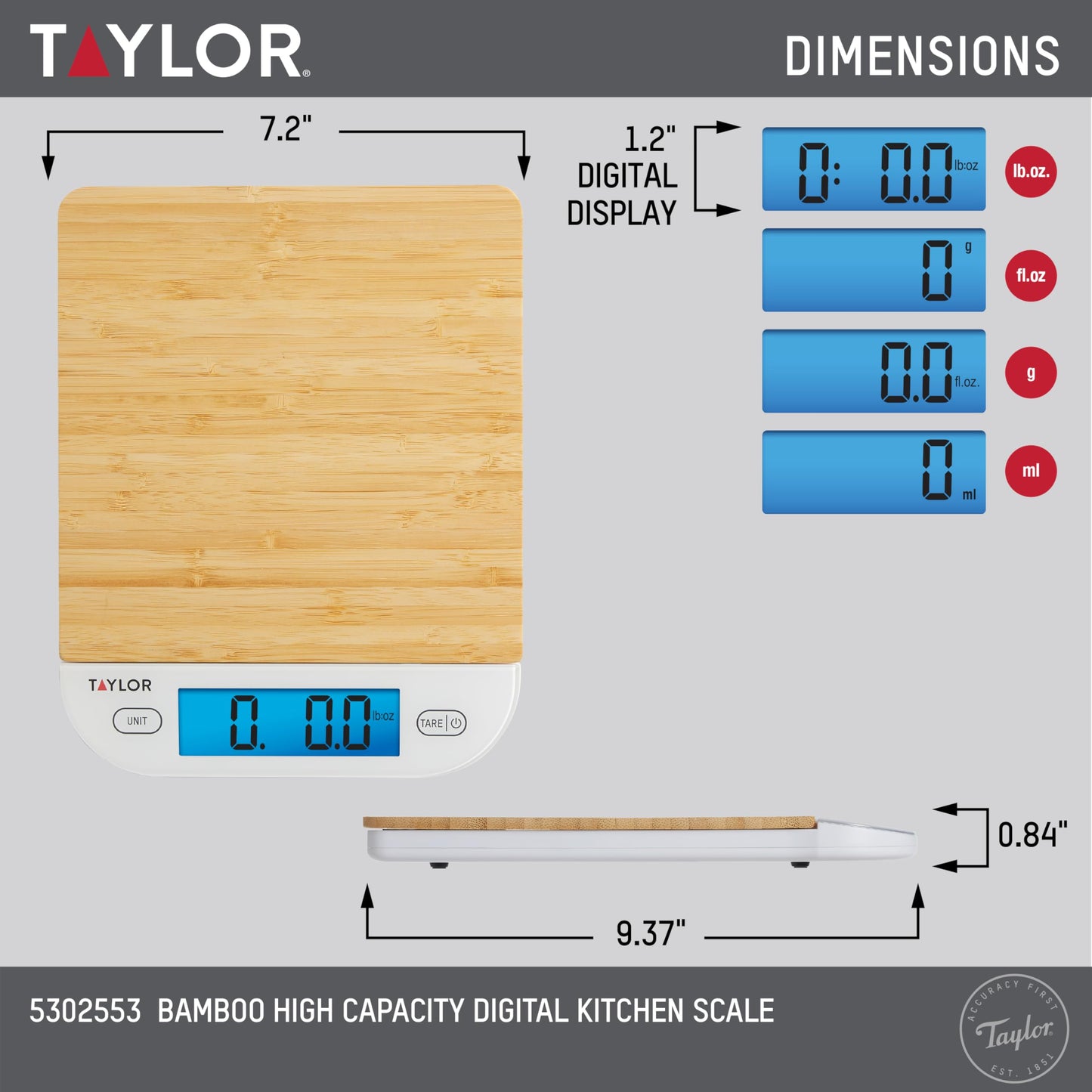 Bamboo Digital Backlit Kitchen Scale (Small)