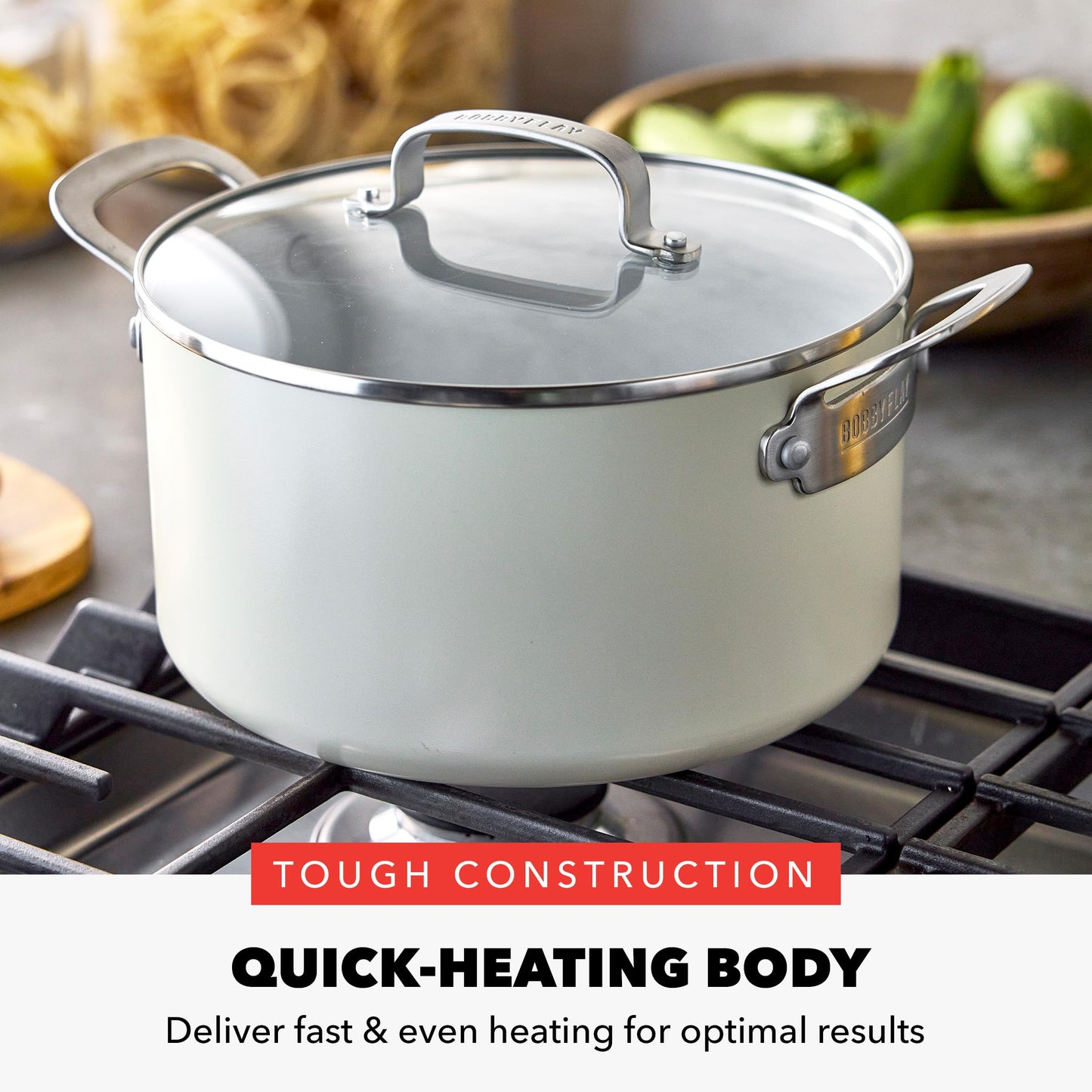 x Bobby Flay 6QT Stockpot with Glass Lid (6 Quarts / Cream)