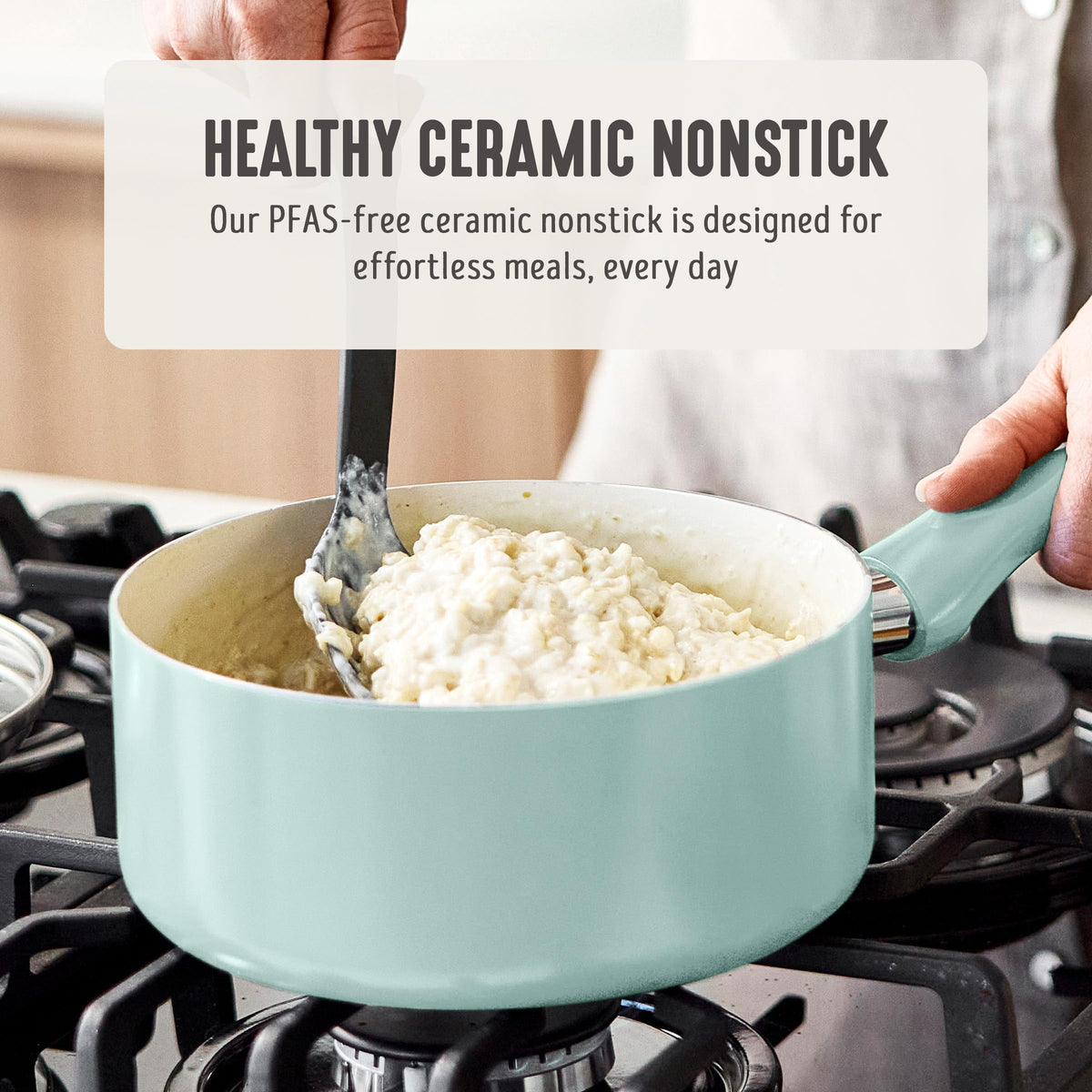 2QT Ceramic Nonstick Saucepan with Lid (2 Quarts / Turquoise 2.0)