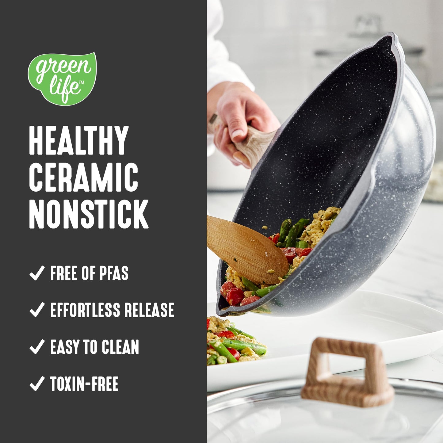 Nonstick 12” 5QT (12" Deep Skillet with Lid / Granite Black)