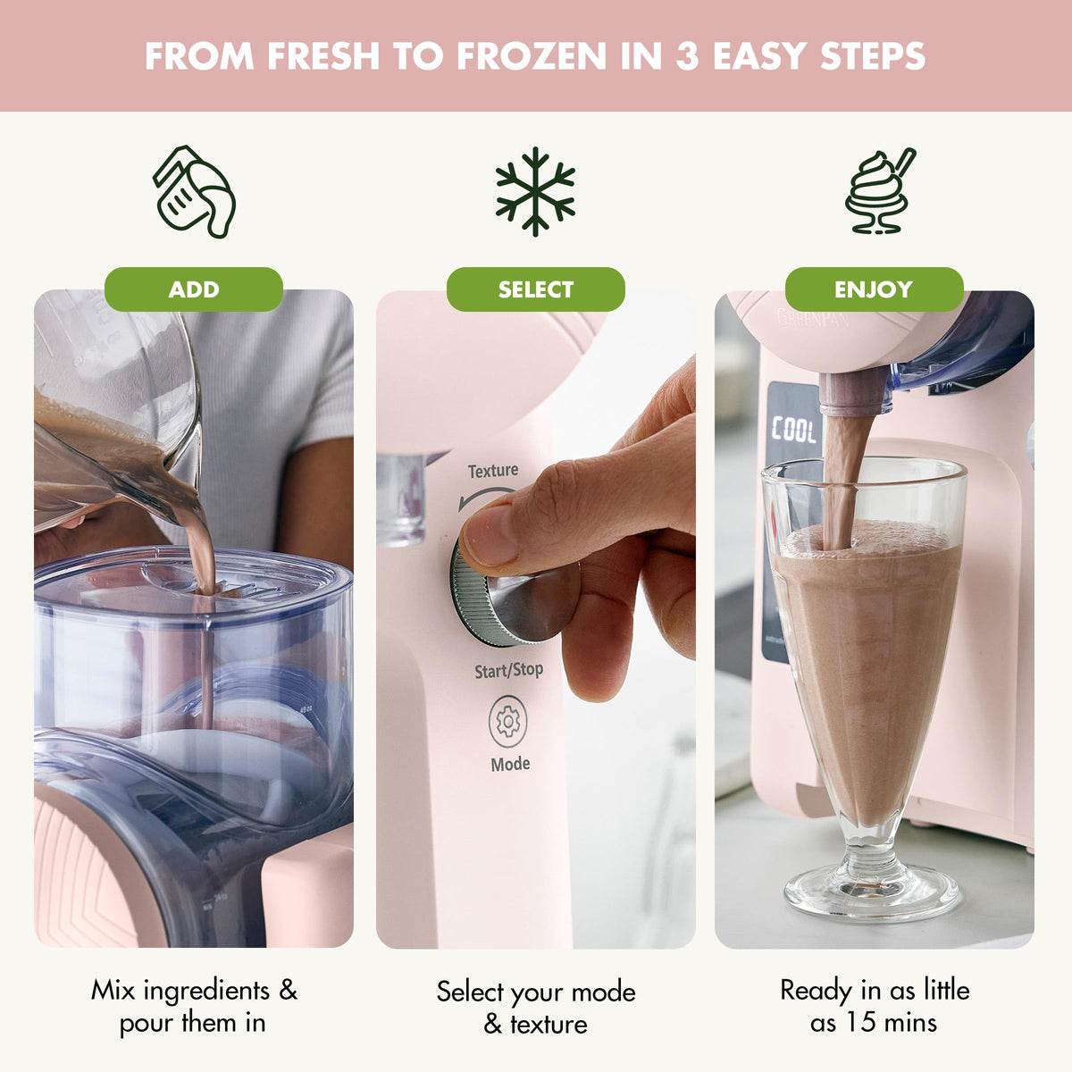 Frost Ice Cream Maker & Slushie Machine (4 Pint Ice Cream & Frozen Drink Maker / Strawberry Pink)
