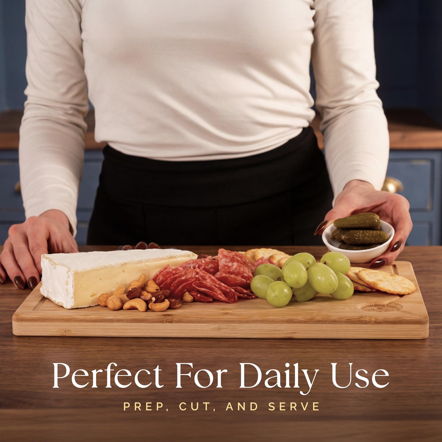 Extra Large Bamboo Cutting Board 17.3 x 11.8 x 0.8 Inch
