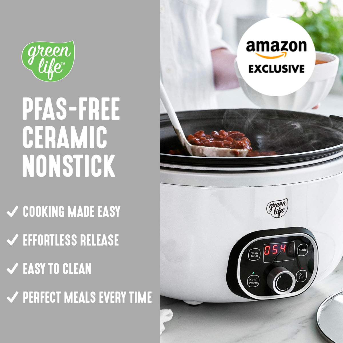 8QT Ceramic Nonstick Slow Cooker (White / 8 Quarts)