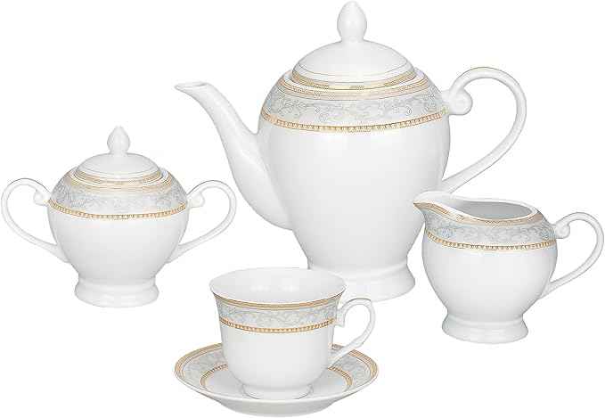 Lorren Home Trends 57-Piece Porcelain Dinnerware Set, Giada, Service for 8