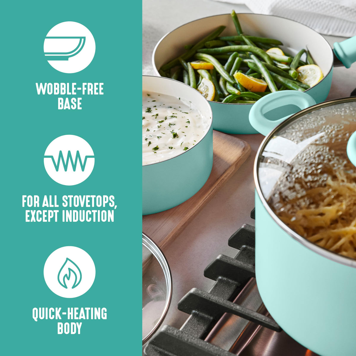 8 Piece Nonstick Cookware Set (8 Piece Cookware Set / Turquoise)