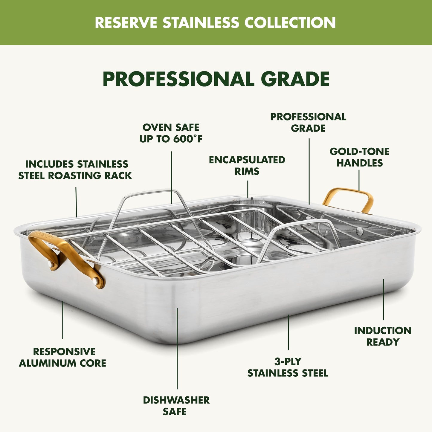 Reserve 16" x 13" Tri (16" x 13" Roasting Pan / Stainless Steel)