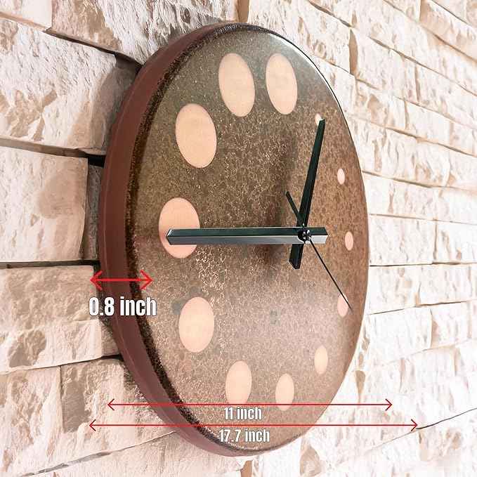 Handmade Pure Copper Wall Clock for Home Decoration, Decor Clock for Living Room, Bedroom and Kitchen, Rustic Decorative Mural Clock Art for Farmhouse (Circles of Time, 11)