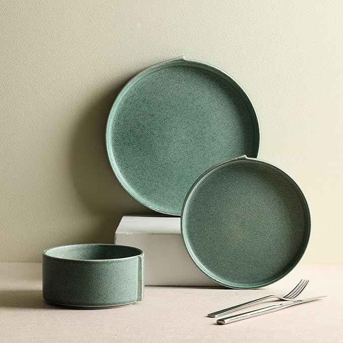 Stone Lain Bao 12-Piece Dinnerware Set Stoneware, Green