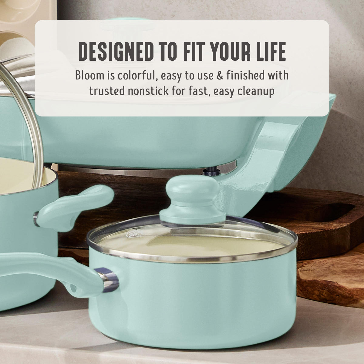 2QT Ceramic Nonstick Saucepan with Lid (2 Quarts / Turquoise 2.0)