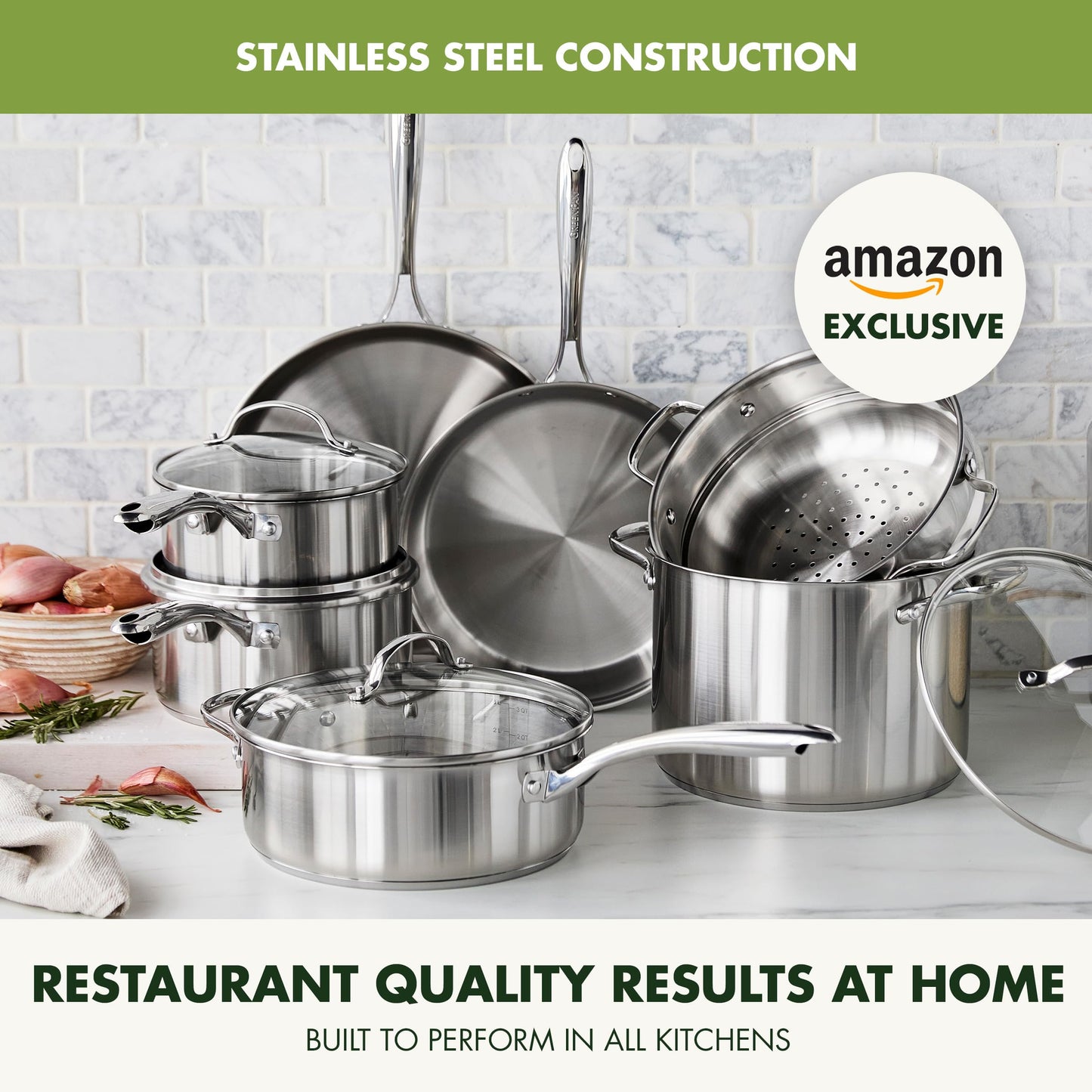 Stainless Steel Cookware Set (Silver Handle)