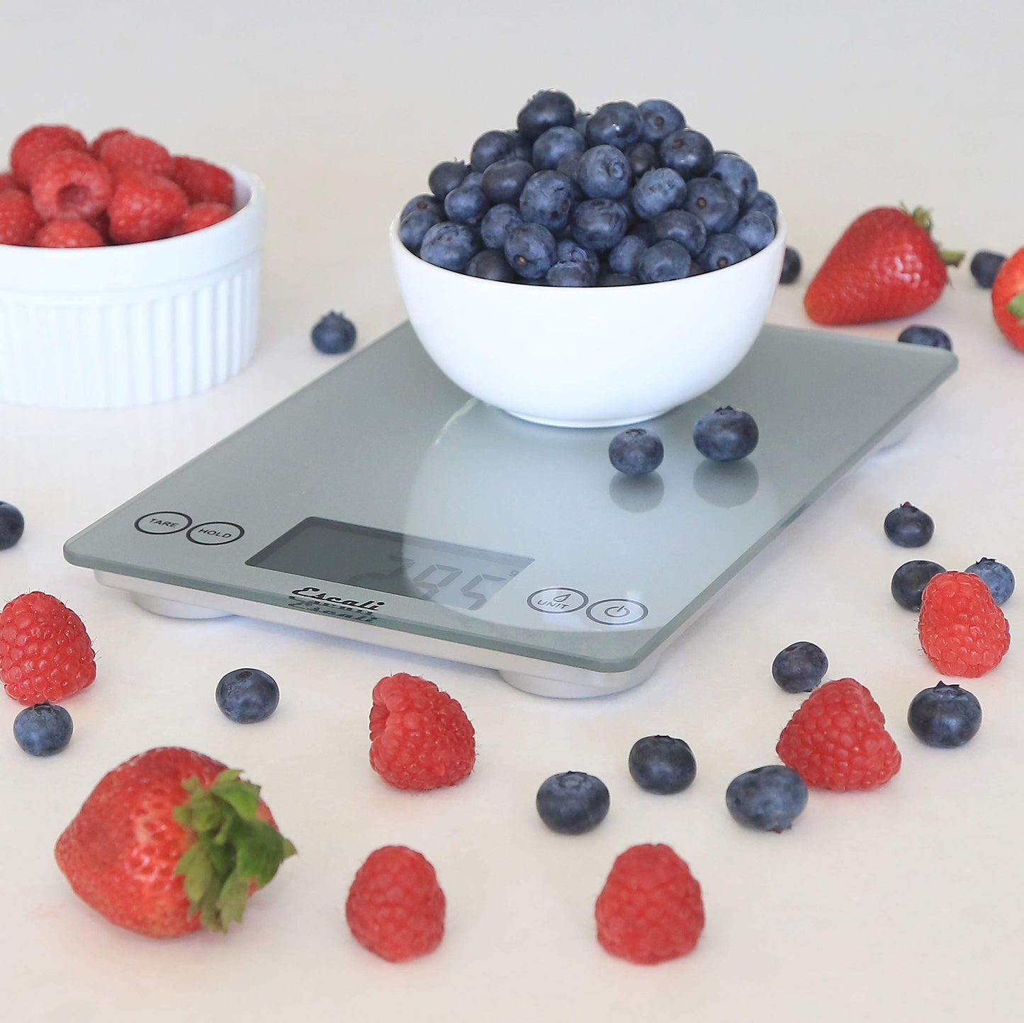 Arti Glass Food Scale Digital Countertop Kitchen (Shiny Silver / 9" x 6.5" x .75")