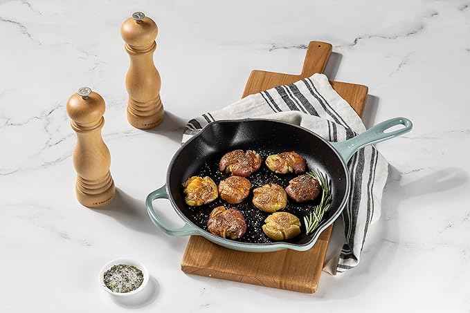 Le Creuset Enameled Cast Iron Signature Iron Handle Skillet, 10.25", Sea Salt