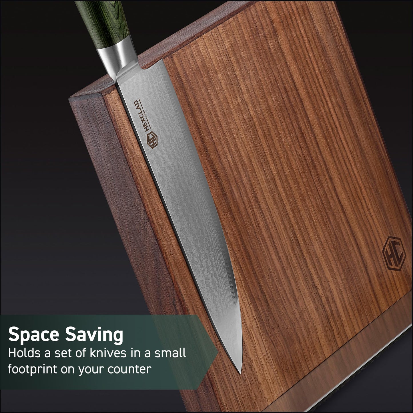 13" Magnetic Walnut Kitchen Knife Block Holder (13-Inch)