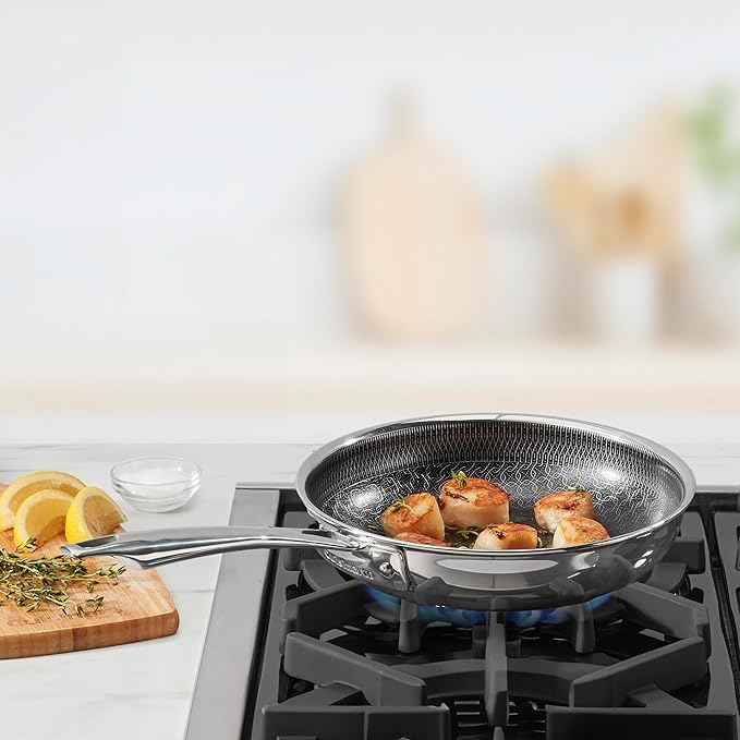 Cuisinart FusionElite+ Hybrid Nonstick Tri-Ply Stainless Steel Skillet, 8″ Skillet Frying Pan with PURELYSEAR Ceramic Nonstick Technology, Scratch Proof, Cool Grip Handles, Dishwasher Safe