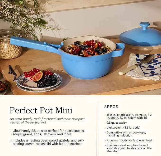 Our Place Mini Cookware Duo | 6-Piece Ceramic Cookware Set with Mini Always Pan & Mini Perfect Pot | Induction & Oven Safe up to 450°F | Nonstick, PFAS-Free Non-Toxic Cookware | Forget-Me-Not Blue