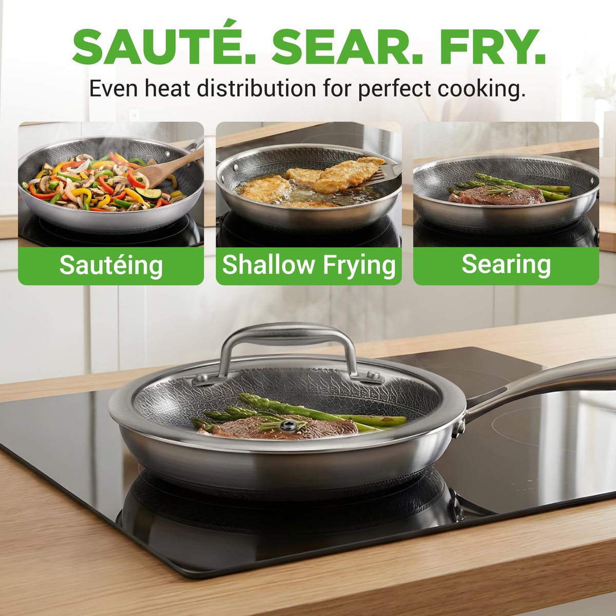 8" Stainless Steel Frying Pan with Lid (8" Frying pan / Stainless Steel)