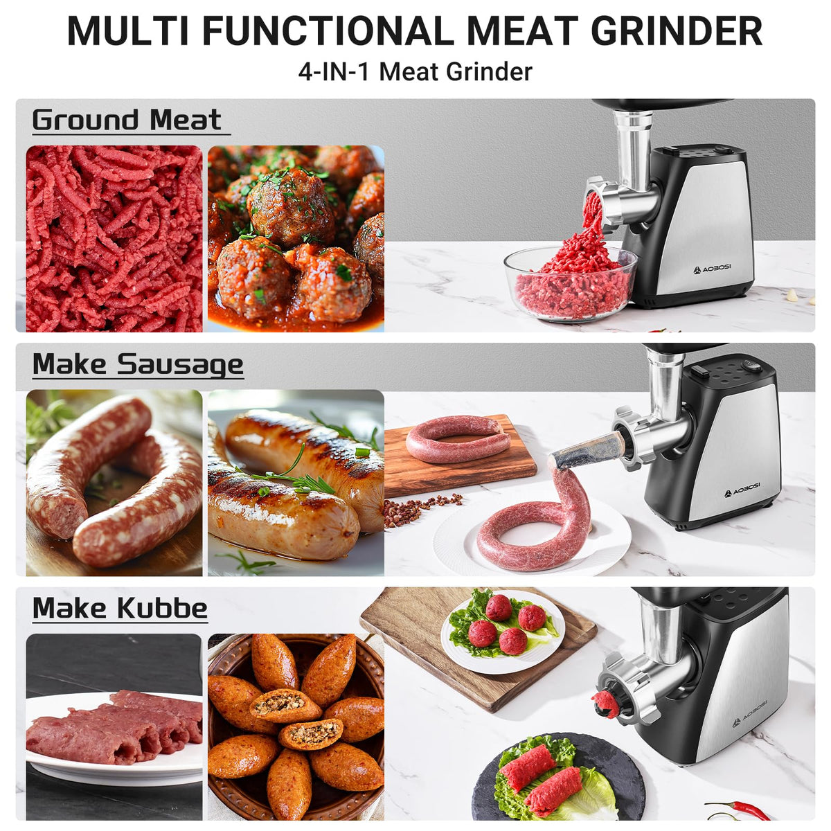 Meat Grinder Electric (Silver+Black)