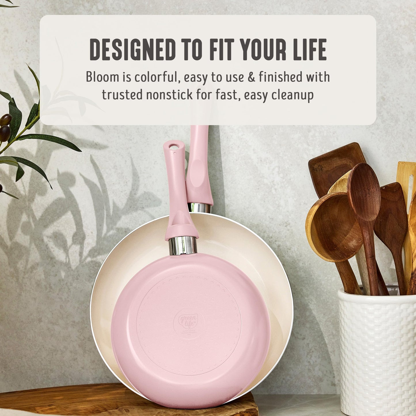 2 Piece 8" & 10" (8" and 10" Frying Pan Skillet Set / Blush Pink)