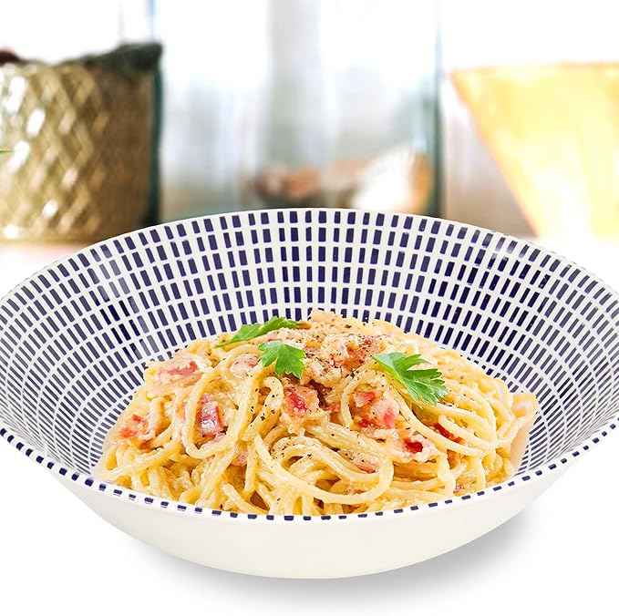 Tudor Royal Collection 12-Piece Round Dinnerware Set, Service for 4, Singapore Design, Blue Spiral, Plates Bowls Dishes, High-Gloss Premium Quality