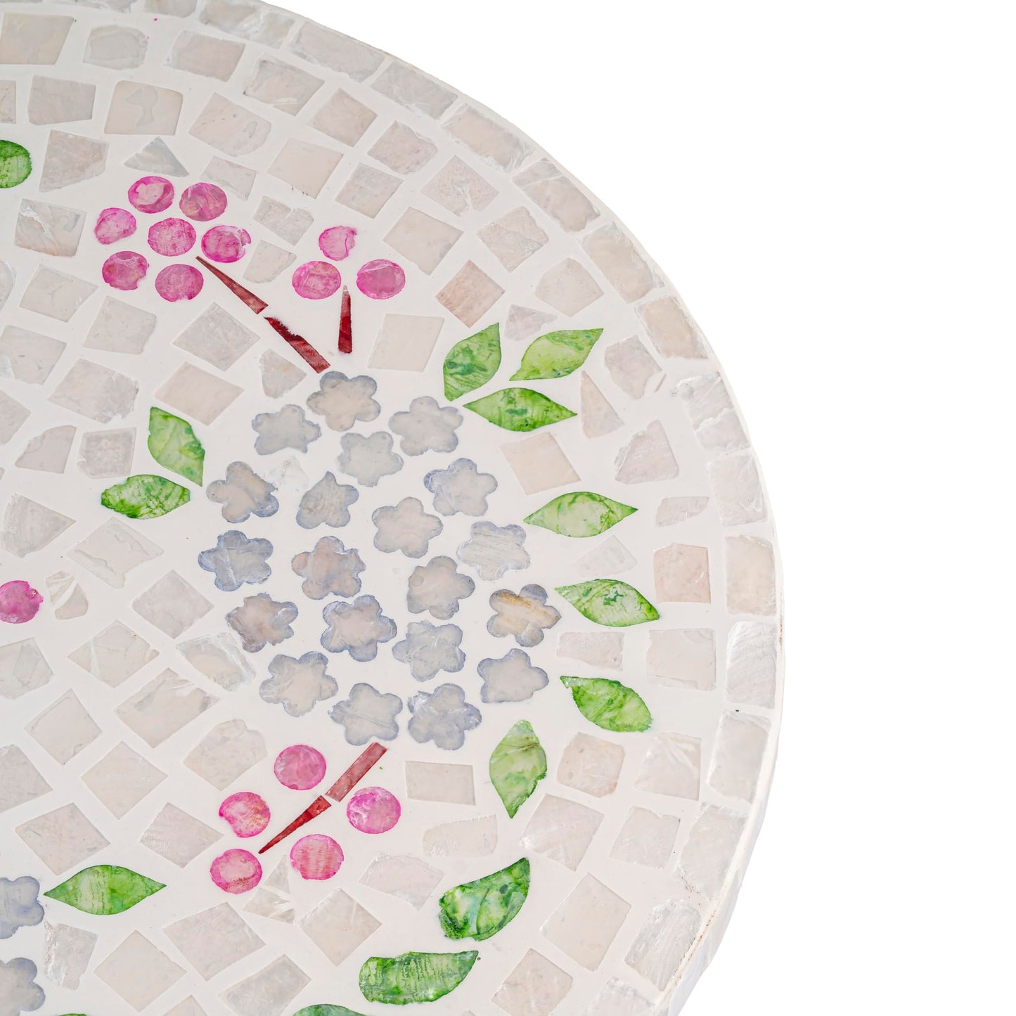 12.6” Pink Hydrangea Capiz Shell Lazy Susan (Pink Hydrangea Floral / Standard)
