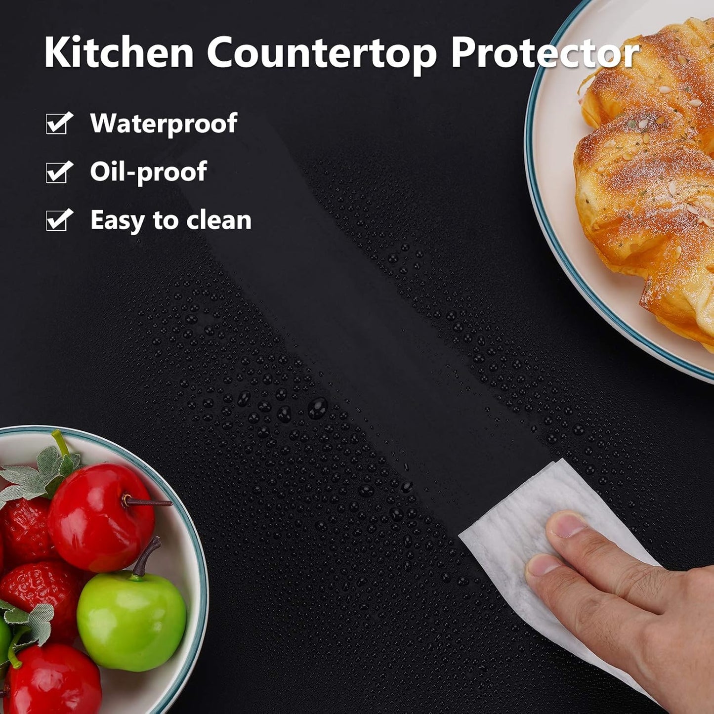 Gartful Extra Large Silicone Mats for Countertop, 28" by 20" Multipurpose Mat, Counter Table Protector, Desk Saver Pad, Placemat Nonstick Nonskid Heat-Resistant Pad, Black, 2PCS