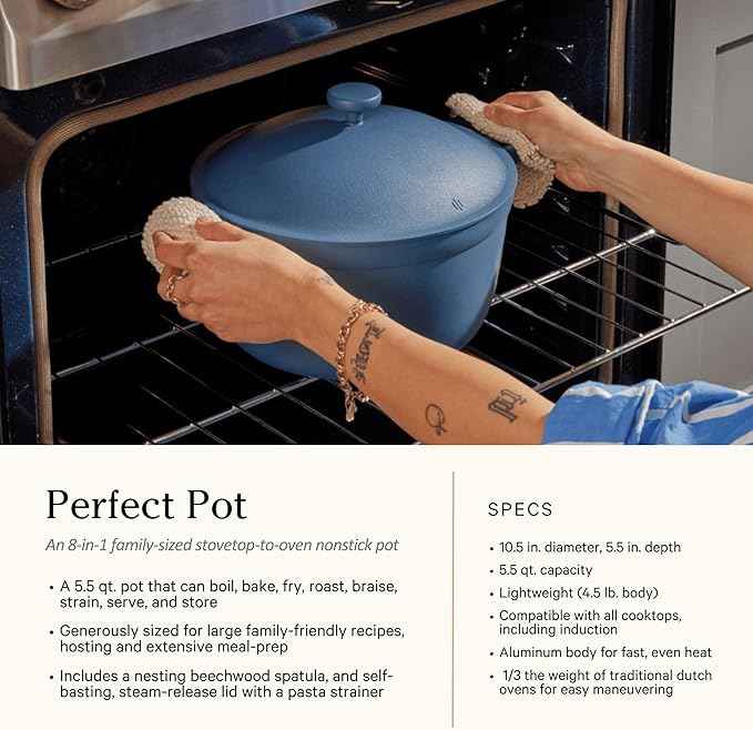 Our Place Cookware Duo | 7-Piece Ceramic Cookware Set with 10.5" Always Pan 2.0, 5.5 Qt Perfect Pot & Strainer Basket | Induction & Oven Safe up to 450°F | Nonstick, Non-Toxic Cookware | Char