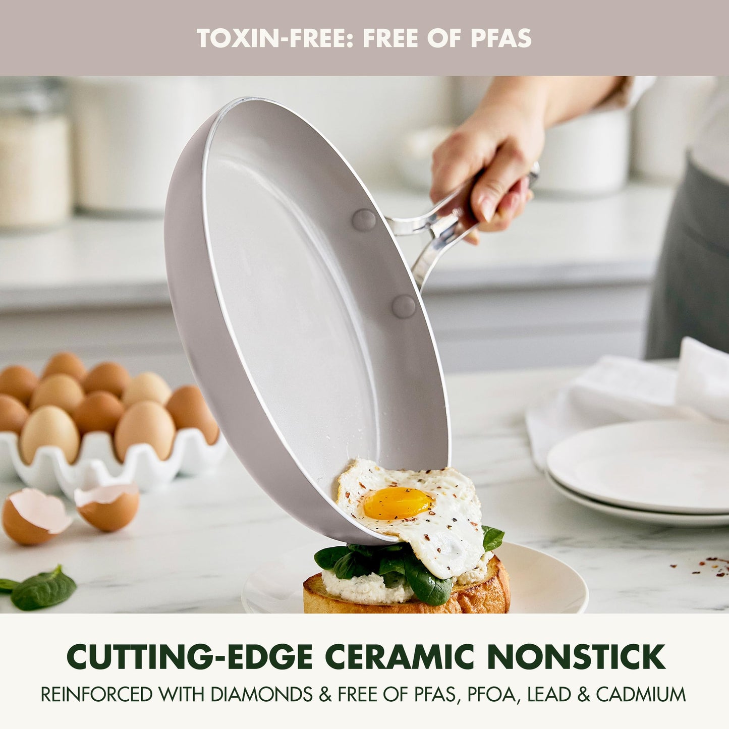 Nova 10” Frying Pan Skillet and 4.37QT Sauté Pan with Lid (3 Piece Cookware Set / Clay)