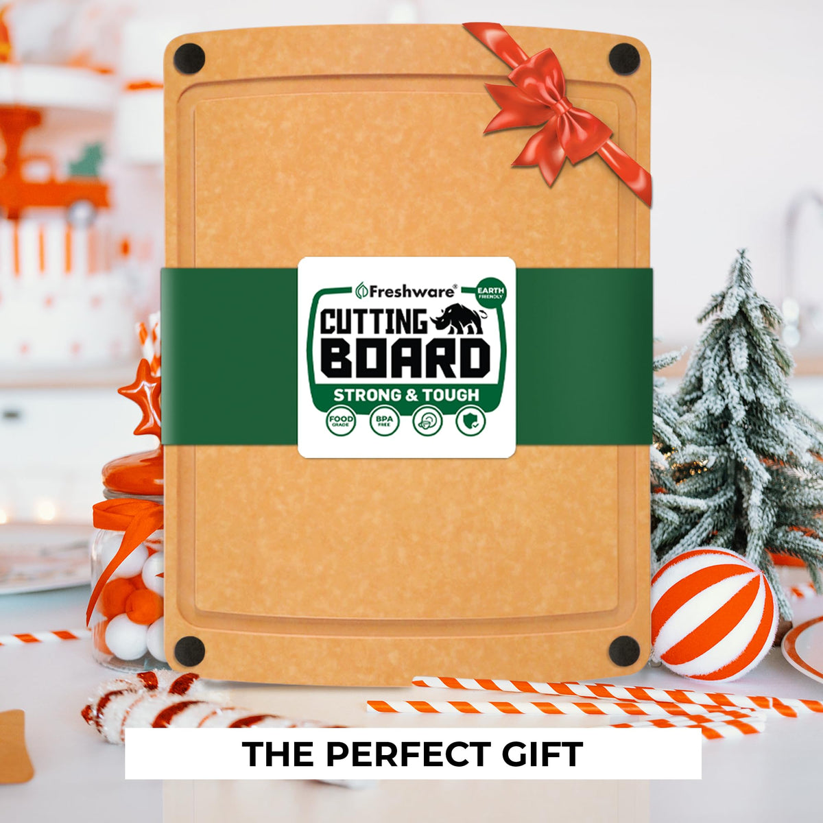Wood Cutting Board for Kitchen (15" x 11.25" [Groove] [Natural Slate] / 15"L x 11.3"W)