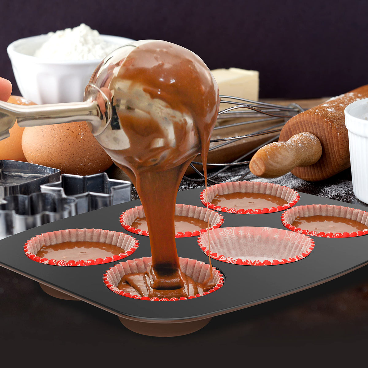 8 Piece Nonstick Stackable Bakeware Set (Brown)