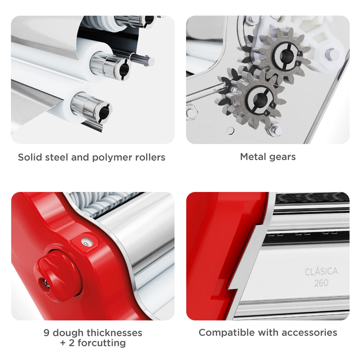 Classic 260 Pasta Maker Machine (Red)