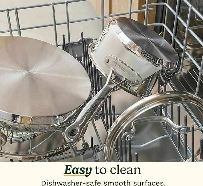 Cuisinart Chef’s Classic 11-Piece Stainless Steel Pots and Pans Set, Cookware Set Compatible with Induction, Electric, Gas Cooktops, Aluminum Core for Even Heat, Cool Grip Handles, Dishwasher Safe