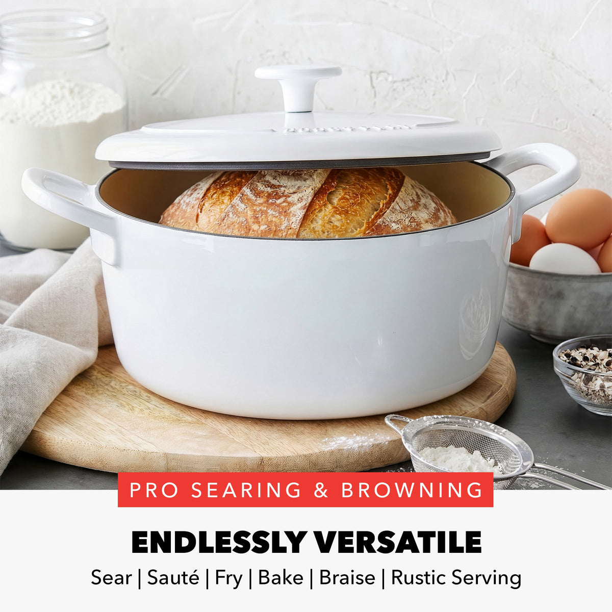 x Bobby Flay 5.5QT Enameled Cast Iron Dutch Oven With Lid