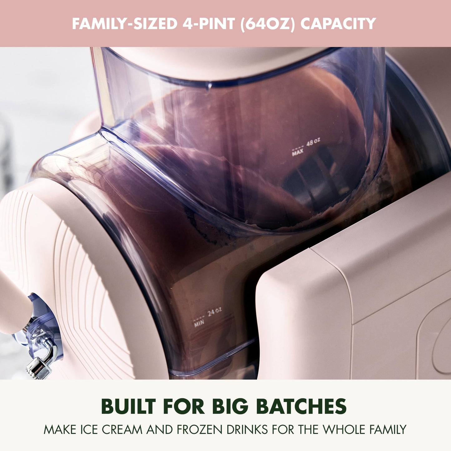 Frost Ice Cream Maker & Slushie Machine (4 Pint Ice Cream & Frozen Drink Maker / Strawberry Pink)