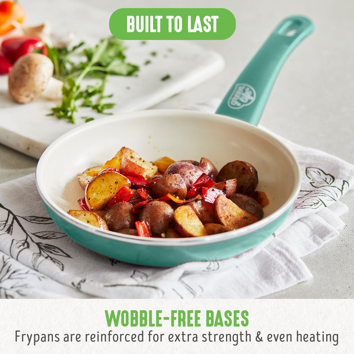 Soft Grip 8” Frypan Skillet and Spatula Breakfast Cookware Set (8" Frypan + Spatula / Turquoise)