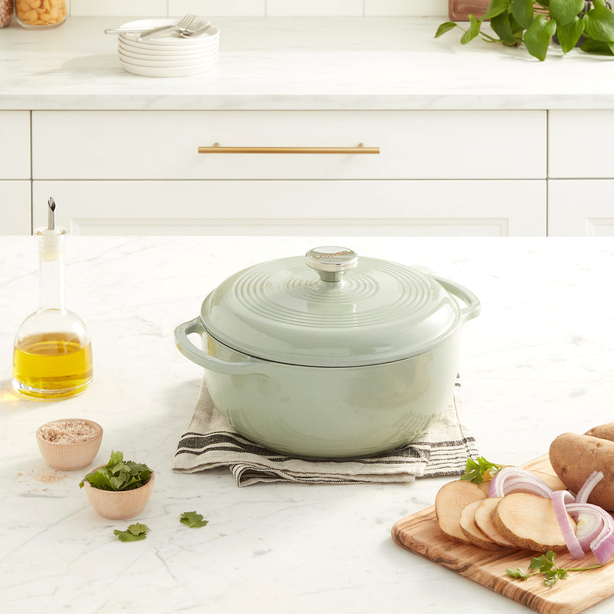 4.5 Quart Enameled Cast Iron Dutch Oven with Lid (Desert Sage)