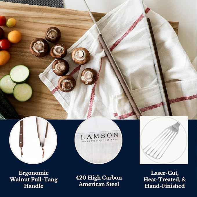 Lamson Premier 20" Walnut 4-Piece Deluxe BBQ Set