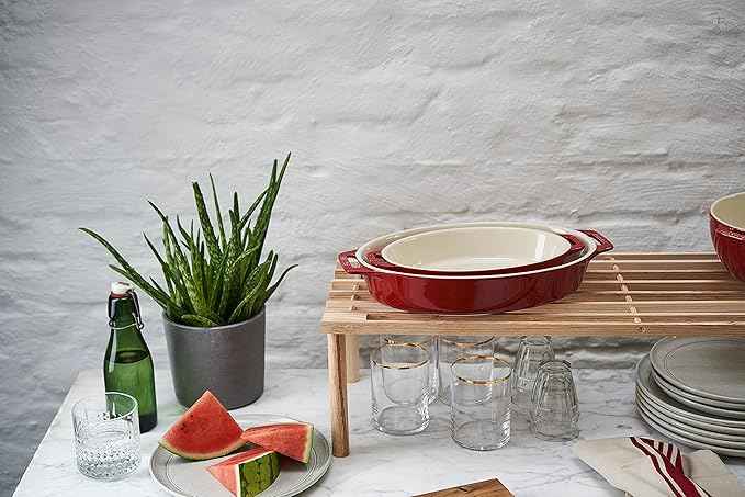 STAUB Ceramic Oval Baking Dish Set, 2-piece, Cherry