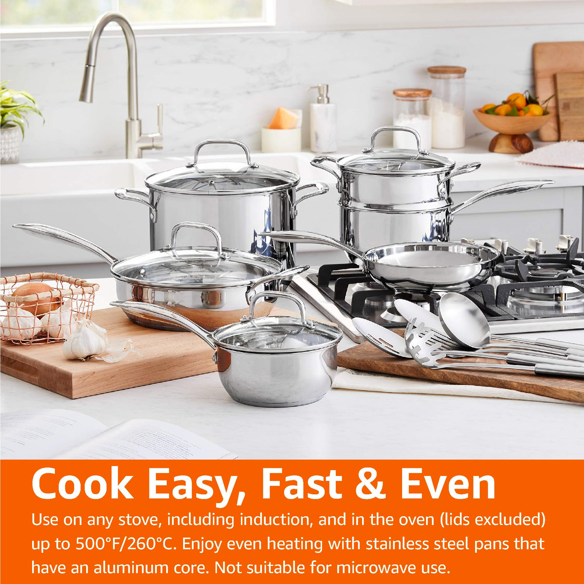 Stainless Steel Cookware 15 (15-Piece Set)