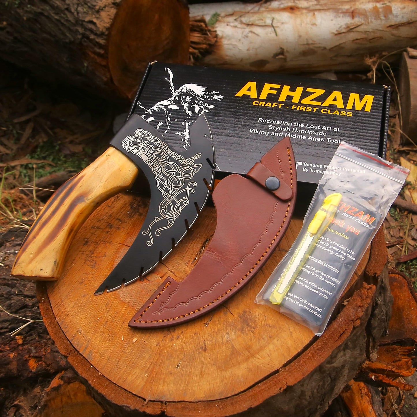 Pizza Cutter Axe Handmade Viking Pizza Axe Kitchen Tool Medieval Slicing Pizza Cutter with Sheath