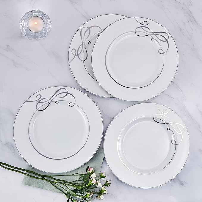 Mikasa Love Story Platinum Banded Dinner Plates, Set of 4
