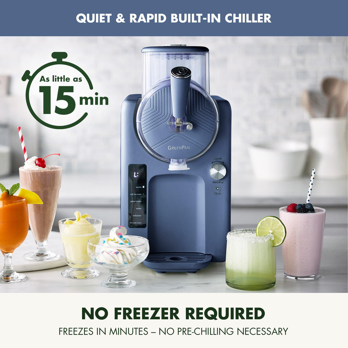 Frost Ice Cream Maker & Slushie Machine (4 Pint Ice Cream & Frozen Drink Maker / Berry Blue)