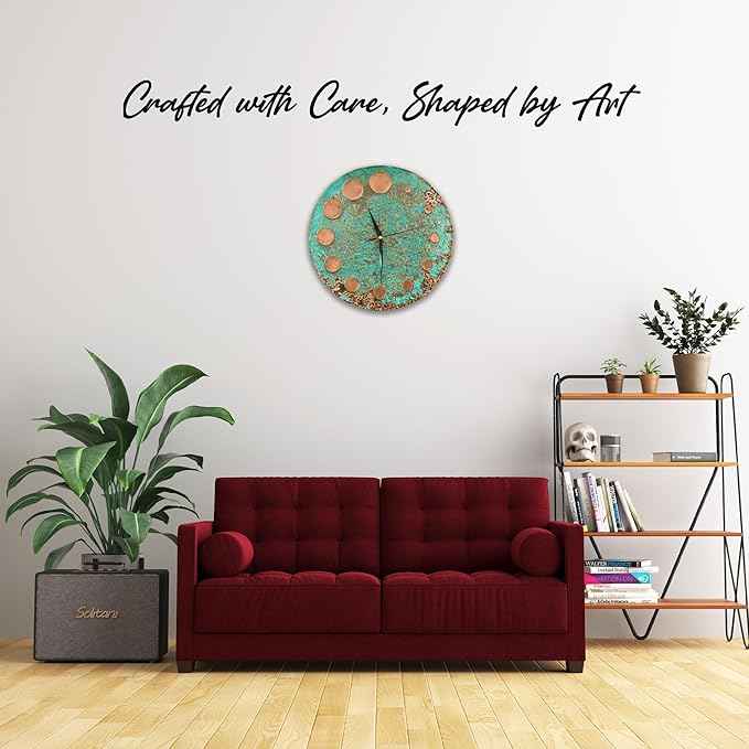 Handmade Copper Wall Clock Artisan Touch in Every Piece - Time Circles Wall Decor Copper Clock for Living Room, Office, Kitchen & Bedroom (17.7 Inch)