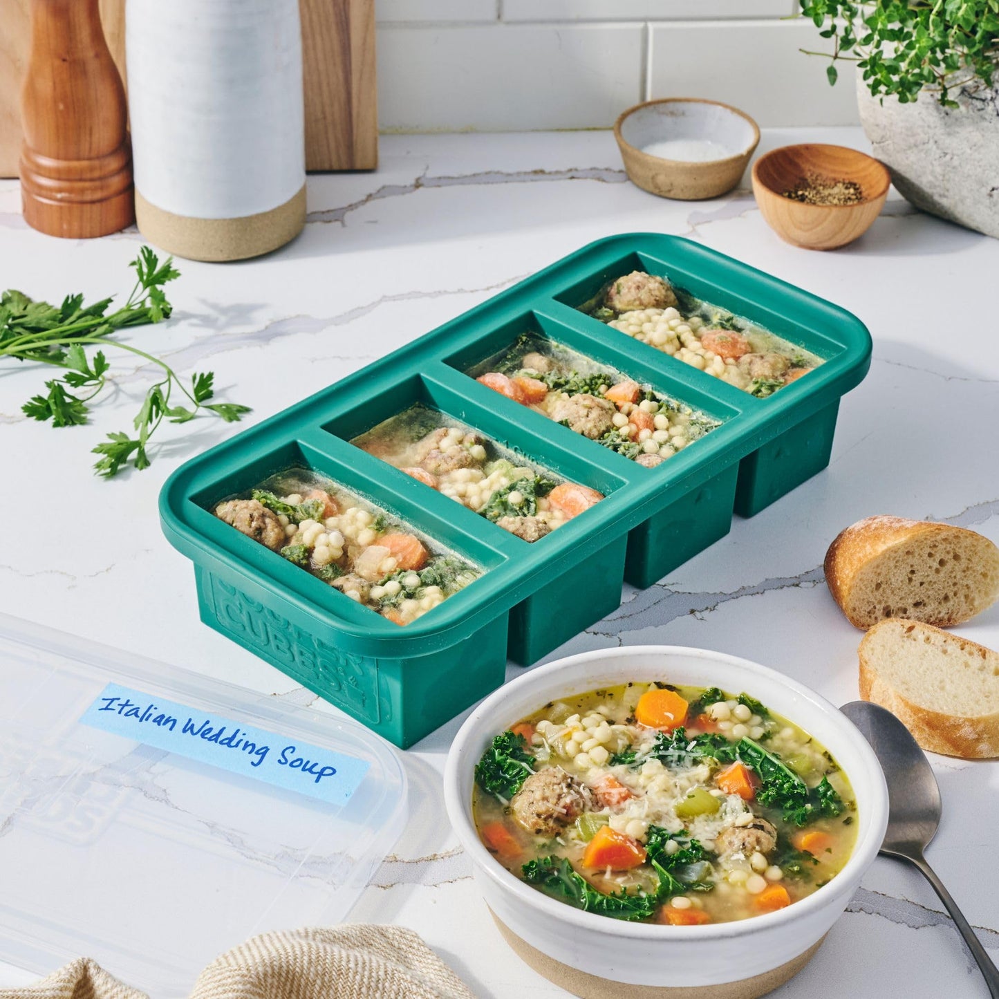 1 Cup Silicone Freezer Molds with Lids (Kale / 2-Pack)