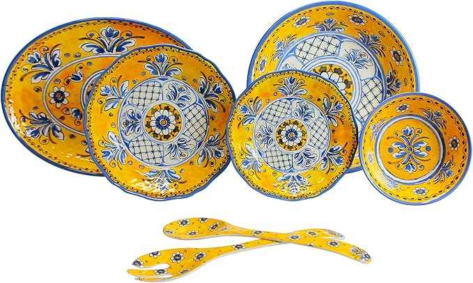 Le Cadeaux Luxury 16 Piece Melamine Dinnerware Set, Service for 4 (Benidorm)