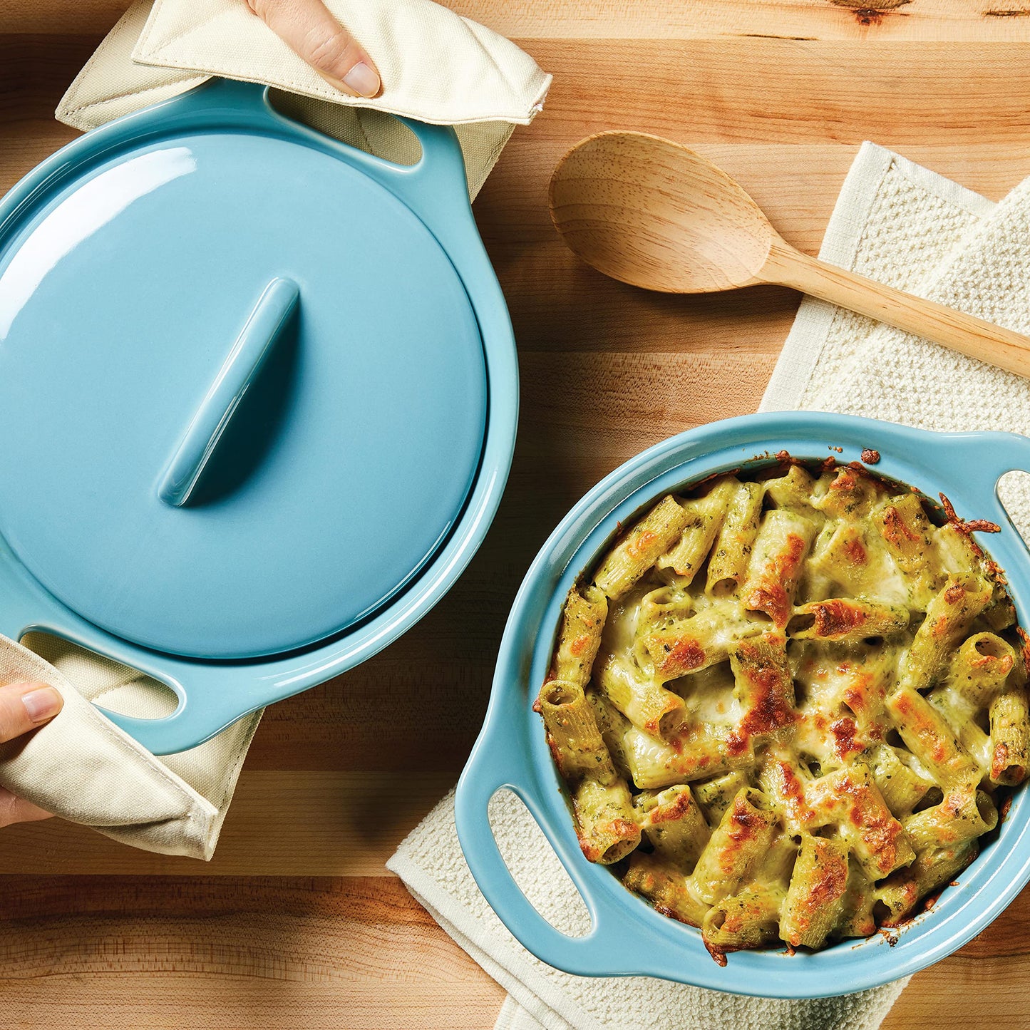 Solid Glaze Ceramics Casserole Bakeware (Agave Blue)