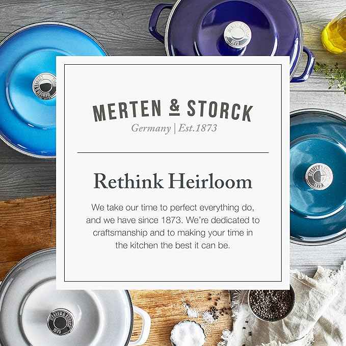 Merten & Storck 3.7QT & 5.5QT Dutch Ovens with Lids, 4 Piece Cookware Set, European Crafted Enameled Iron Stockpot, Induction & All Cooktops, Braising, Stews, Roasting, Slow Cooking, Sourdough, Gray