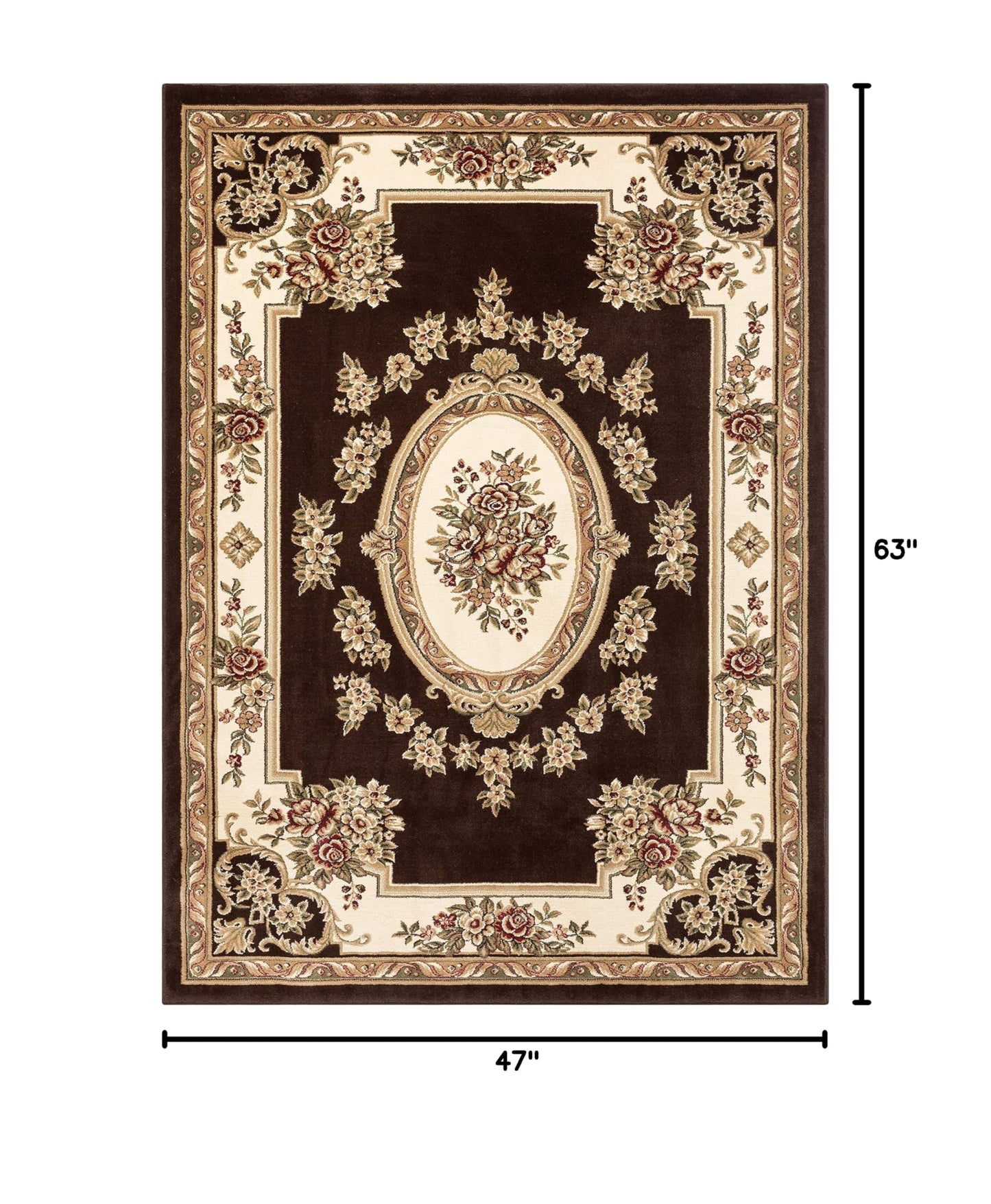 Timeless Collection Le Petit Palais Brown 3x5 Luxurious Traditional French Aubusson Medallion Oriental Area Rug Perfect for Living Room Bedroom or Dining Room Easy (3'11" x 5'3" (Rectangular) / Brown)