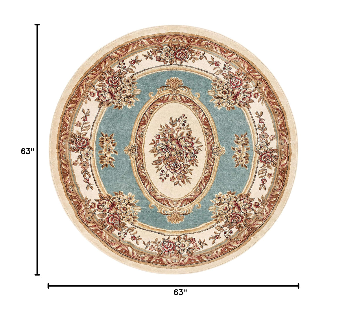 Timeless Collection Le Petit Palais Light Blue 5' Foot Round Luxurious Traditional French Medallion Oriental Area Rug Perfect fLiving Room Bedroom Dining Room Easy (5'3" (Round) / Light Blue)