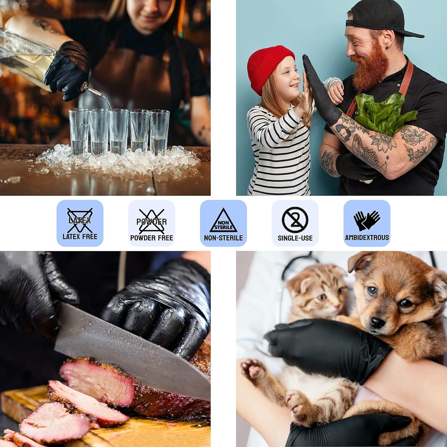 SAFE HEALTH Nitrile Black Industrial Disposable Gloves-Medium 3.5 Mil Box of 100 Powder Free-Latex Free Tattoo-Beauty Salon-Hair Nail Studio-Auto Repair-Car Maintenance-Household-Daily
