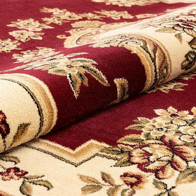 Pastoral Medallion Red French European Formal Traditional 2x7 (2'3" X 7'3") Runner Rug Stain/Fade Resistant Contemporary Floral Thick Soft Plush Hallway Entryway Living Dining Room Area Rug